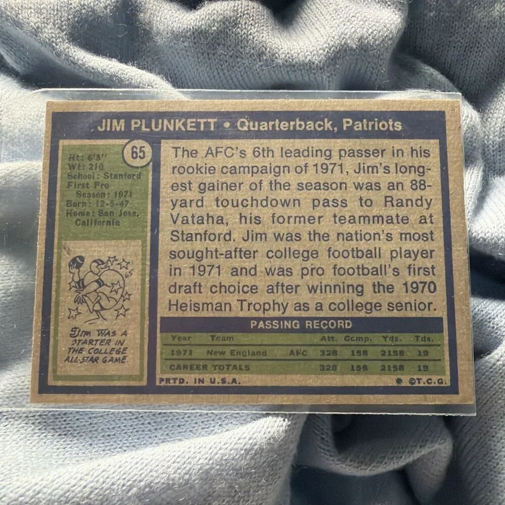 1972 Topps - Jim Plunkett #65 (RC)